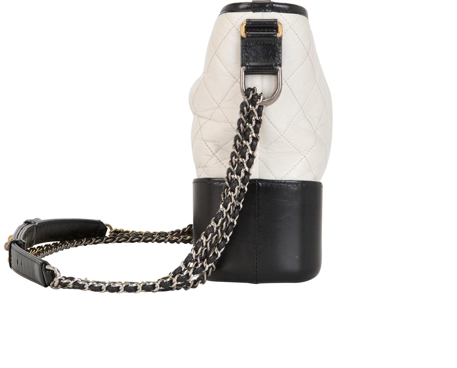 Medium Gabrielle, &pound;1,800, Handbags, Black/White, Pony / Calfskin, Side view